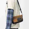 Mini Flex Messenger van canvas en suède Mini Flex Messenger van canvas en suède