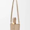 Mini Pebble Bucket bag van zacht generfd kalfsleer