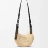 Mini Punch Hole Hobo van raffia en kalfsleer Mini Punch Hole Hobo van raffia en kalfsleer