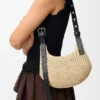 Mini Punch Hole Hobo van raffia en kalfsleer Mini Punch Hole Hobo van raffia en kalfsleer
