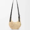 Mini Punch Hole Hobo van raffia en kalfsleer Mini Punch Hole Hobo van raffia en kalfsleer