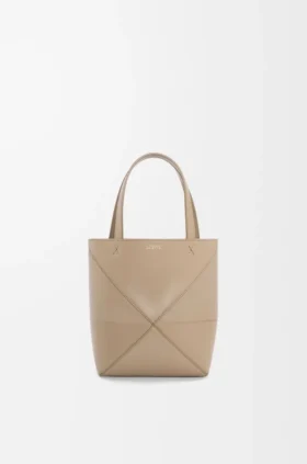 Mini Puzzle Fold Tote bag in glanzendes Kalfsleder