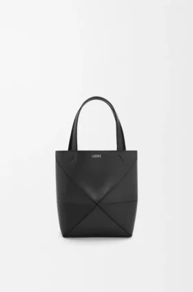 Mini Puzzle Fold Tote bag in glanzendes Kalfsleder