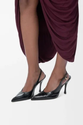 Nieuwe Comic-pumps met slingback in gemengd leer