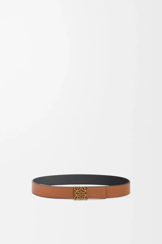 Omkeerbare Anagram-riem van zacht generfd kalfsleer en glad kalfsleer Omkeerbare Anagram-riem van zacht generfd kalfsleer en glad kalfsleer