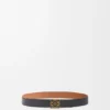 Omkeerbare Anagram-riem van zacht generfd kalfsleer en glad kalfsleer Omkeerbare Anagram-riem van zacht generfd kalfsleer en glad kalfsleer