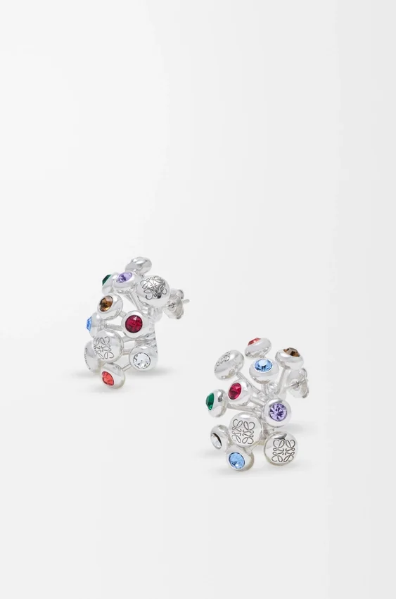 Oorbellen met drukknop van sterlingzilver en kristallen Oorbellen met drukknop van sterlingzilver en kristallen