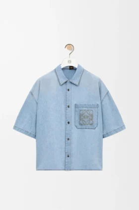 Overhemd met korte mouwen van denim
