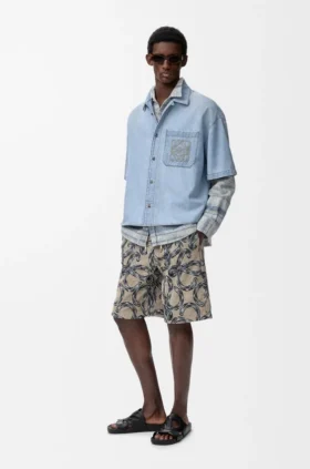 Overhemd met korte mouwen van denim