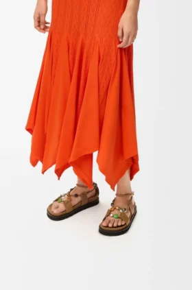 Pebble-kralen Fussbett-Sandal van nappa-lamsleer