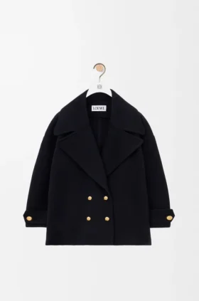 Pebble-peacoat van wol
