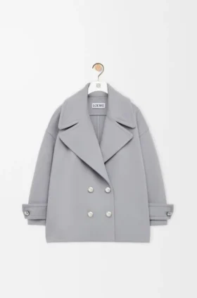Pebble-peacoat van wol