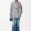 Pebble-peacoat van wol