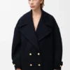 Pebble-peacoat van wol