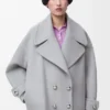Pebble-peacoat van wol