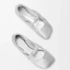 Pebble zachte ballerina van gelamineerd nappa-lamsleer Pebble zachte ballerina van gelamineerd nappa-lamsleer