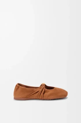 Pebble zachte ballerina van suède geitenleer