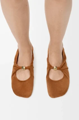 Pebble zachte ballerina van suède geitenleer