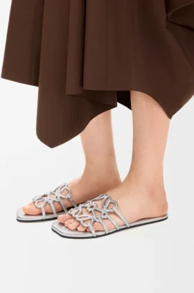 Petal Anagram-slipper van gelamineerd lamsleer