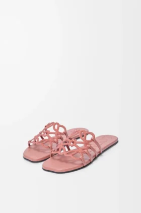 Petal Anagram-slipper van suède versierd met strass-steentjes