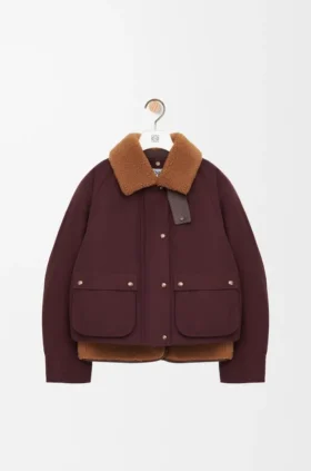 Pufferjas van een mix van shearling en katoen