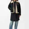 Pufferjas van een mix van shearling en katoen Pufferjas van een mix van shearling en katoen