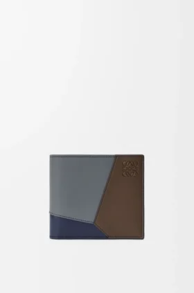 Puzzle-portemonnee met twee vouwen van klassiek kalfsleer