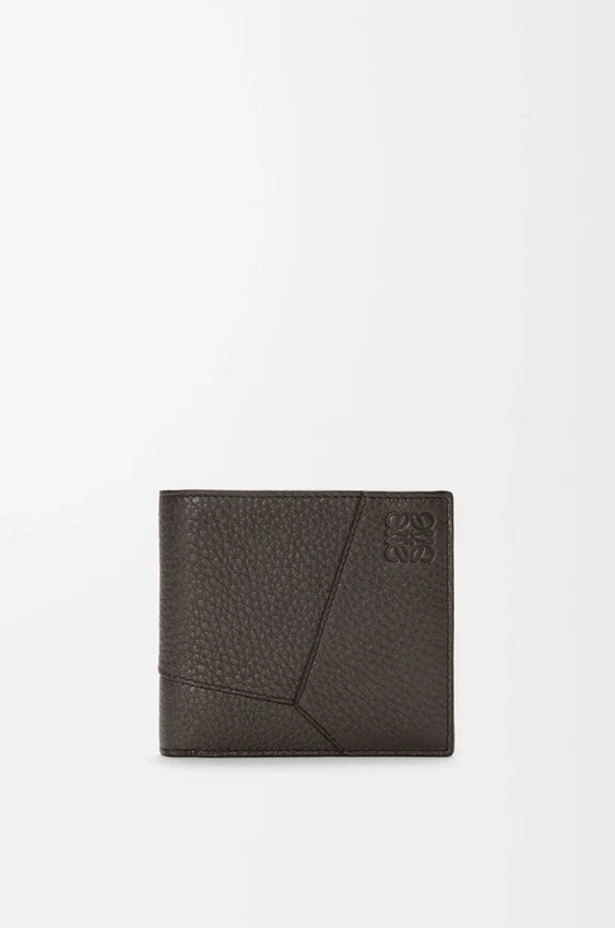 Puzzle-portemonnee met twee vouwen van soepel generfd kalfsleer Puzzle-portemonnee met twee vouwen van soepel generfd kalfsleer