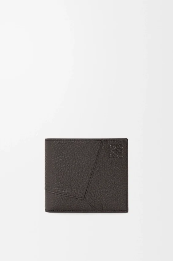 Puzzle-portemonnee met twee vouwen van soepel generfd kalfsleer Puzzle-portemonnee met twee vouwen van soepel generfd kalfsleer
