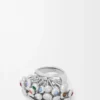 Ring met drukknop van sterlingzilver en kristallen Ring met drukknop van sterlingzilver en kristallen