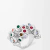 Ring met drukknop van sterlingzilver en kristallen Ring met drukknop van sterlingzilver en kristallen