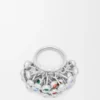 Ring met drukknop van sterlingzilver en kristallen Ring met drukknop van sterlingzilver en kristallen