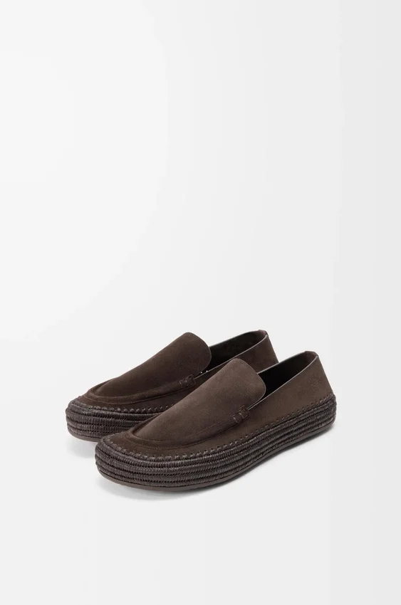 Rio-Loafer van suède en raffia Rio-Loafer van suède en raffia