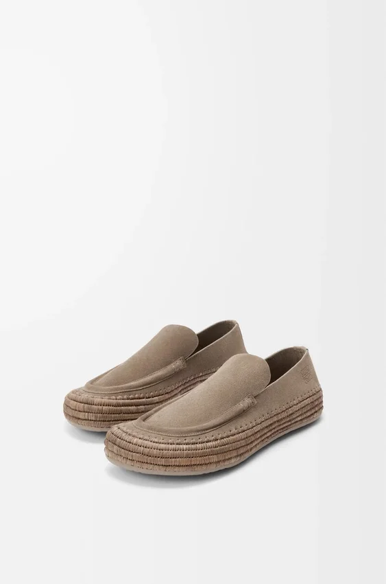 Rio-Loafer van suède en raffia Rio-Loafer van suède en raffia