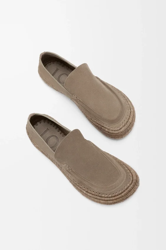 Rio-Loafer van suède en raffia Rio-Loafer van suède en raffia