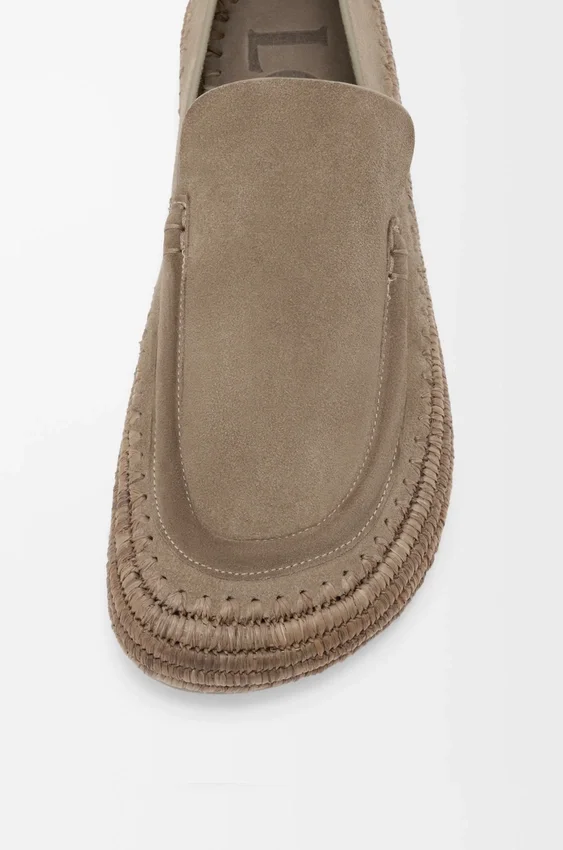 Rio-Loafer van suède en raffia Rio-Loafer van suède en raffia