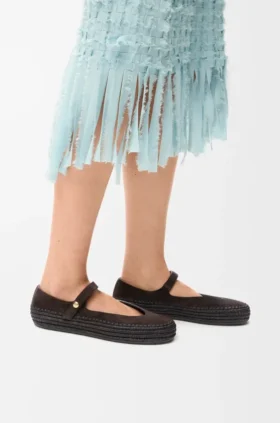Rio Mary-Jane van suède en raffia