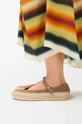 Rio Mary-Jane van suède en raffia