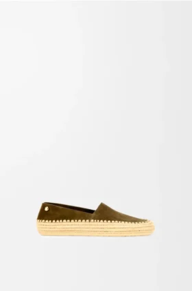 Rio-slipper van suède en raffia