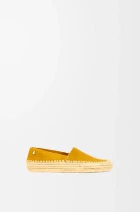 Rio-slipper van suède en raffia