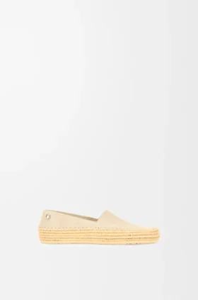 Rio-slipper van suède en raffia
