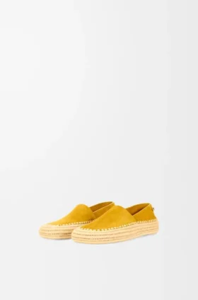 Rio-slipper van suède en raffia