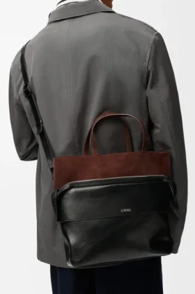 Small Switch tote bag made from paper calf leather and suede