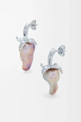 Strawberry-oorbellen van sterlingzilver en parel