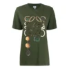 T-shirt met print, losvallend, puur katoen, korte mouwen, olijfgroen S359333Xbp-4160