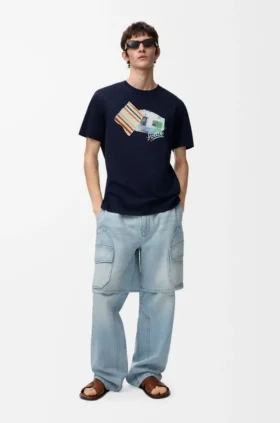T-shirt met relaxte pasvorm van technisch katoen