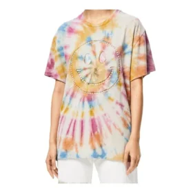 Tie-dye met lachende gezichtjes, korte mouwen, unisex, veelkleurig H616341X79-9990