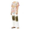 Tie-dye met lachende gezichtjes, korte mouwen, unisex, veelkleurig H616341X79-9990