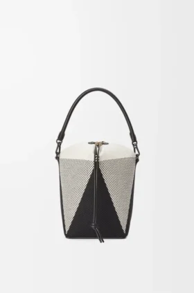 Treasure Bako-bucket van canvasjacquard en kalfsleer