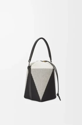 Treasure Bako-bucket van canvasjacquard en kalfsleer